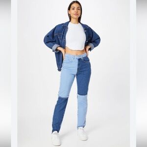The Ragged Priest Quarter Panel Mom Jeans Two Tone Light Blue Indigo Size 28 Y2K